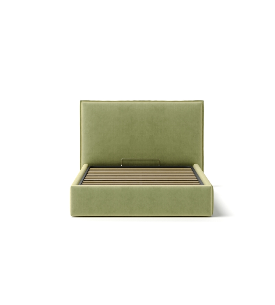 LETTO PIAZZA E MEZZA CONTENITORE "ZOOM" IN TESSUTO VERDE 120X190 CM CM