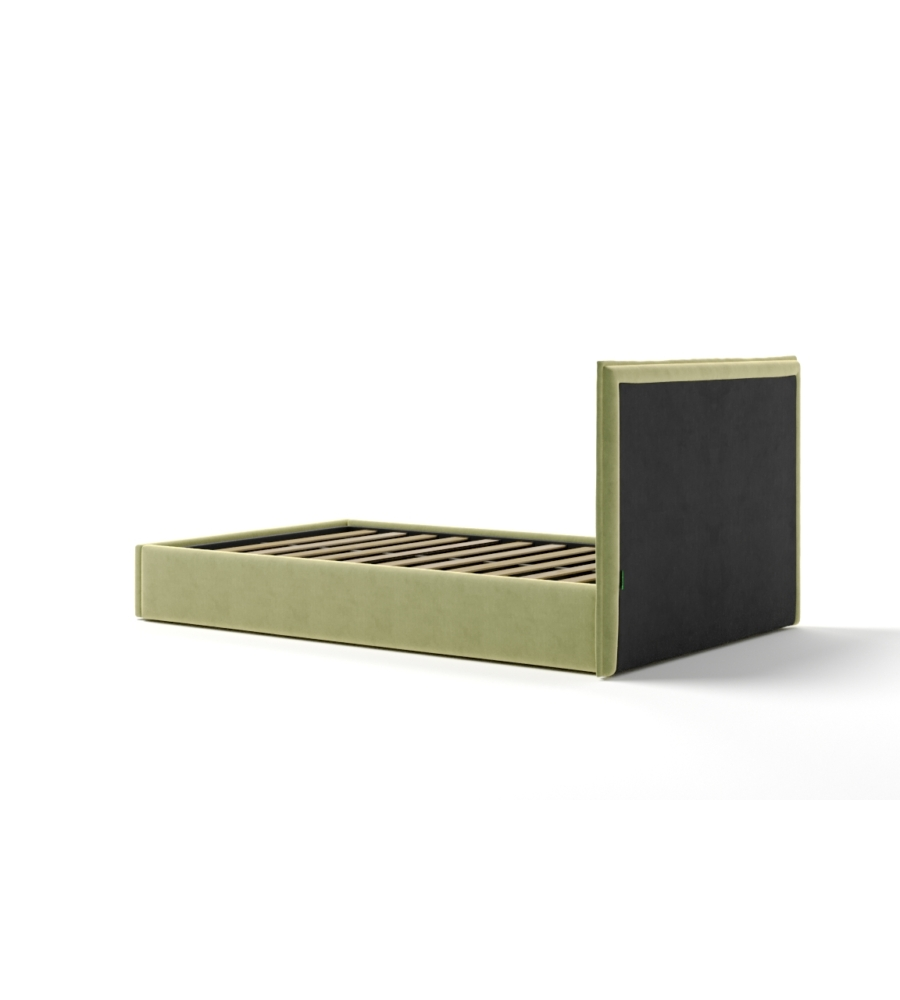 LETTO PIAZZA E MEZZA CONTENITORE "ZOOM" IN TESSUTO VERDE 120X190 CM CM