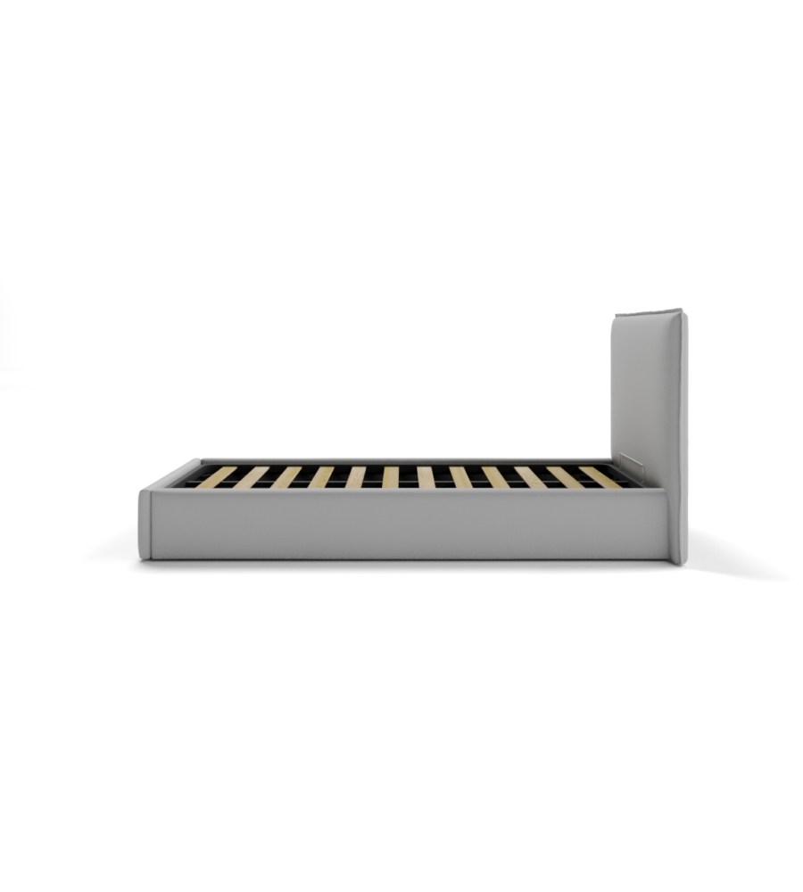 LETTO SINGOLO CONTENITORE "ZOOM" IN ECOPELLE GRIGIO 90X190 CM