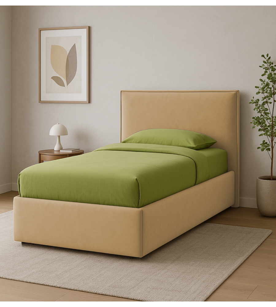 LETTO SINGOLO CONTENITORE "ZOOM" IN TESSUTO ARANCIONE 90X190 CM