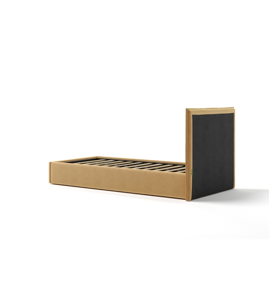 LETTO SINGOLO CONTENITORE "ZOOM" IN TESSUTO ARANCIONE 90X190 CM