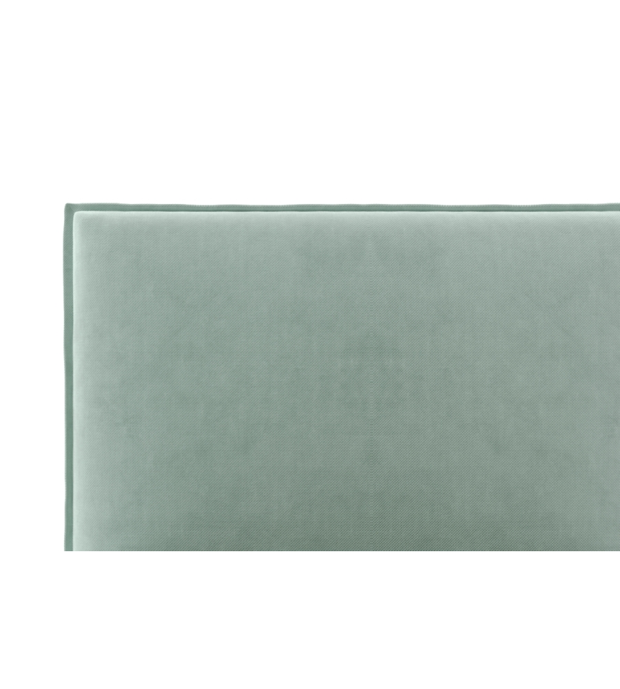 LETTO SINGOLO "ZOOM" IN TESSUTO COLORE CELESTE CON RETE E CONTENITORE, 90X190 CM