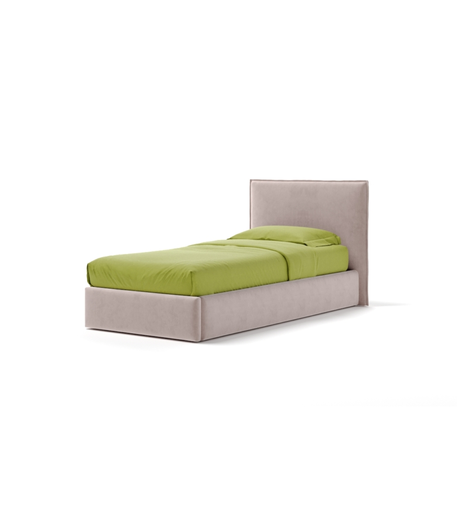 LETTO SINGOLO CONTENITORE "ZOOM" IN TESSUTO ROSA 90X190 CM