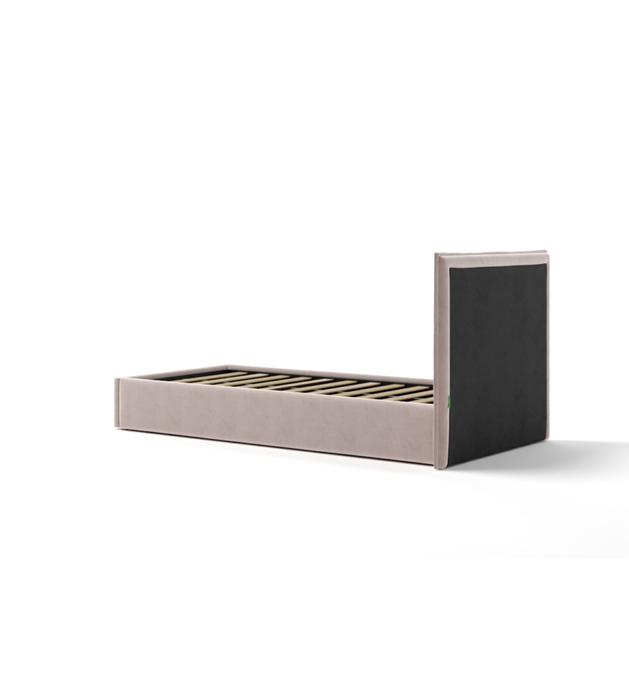 LETTO SINGOLO CONTENITORE "ZOOM" IN TESSUTO ROSA 90X190 CM