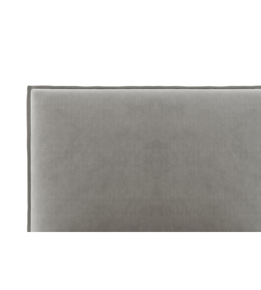 LETTO SINGOLO "ZOOM" IN TESSUTO COLORE PERLA CON RETE E CONTENITORE, 90X190 CM