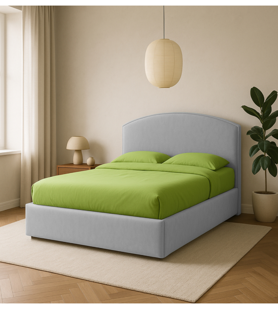 LETTO MATRIMONIALE CONTENITORE "MOON" IN ECOPELLE GRIGIO 160X190 CM