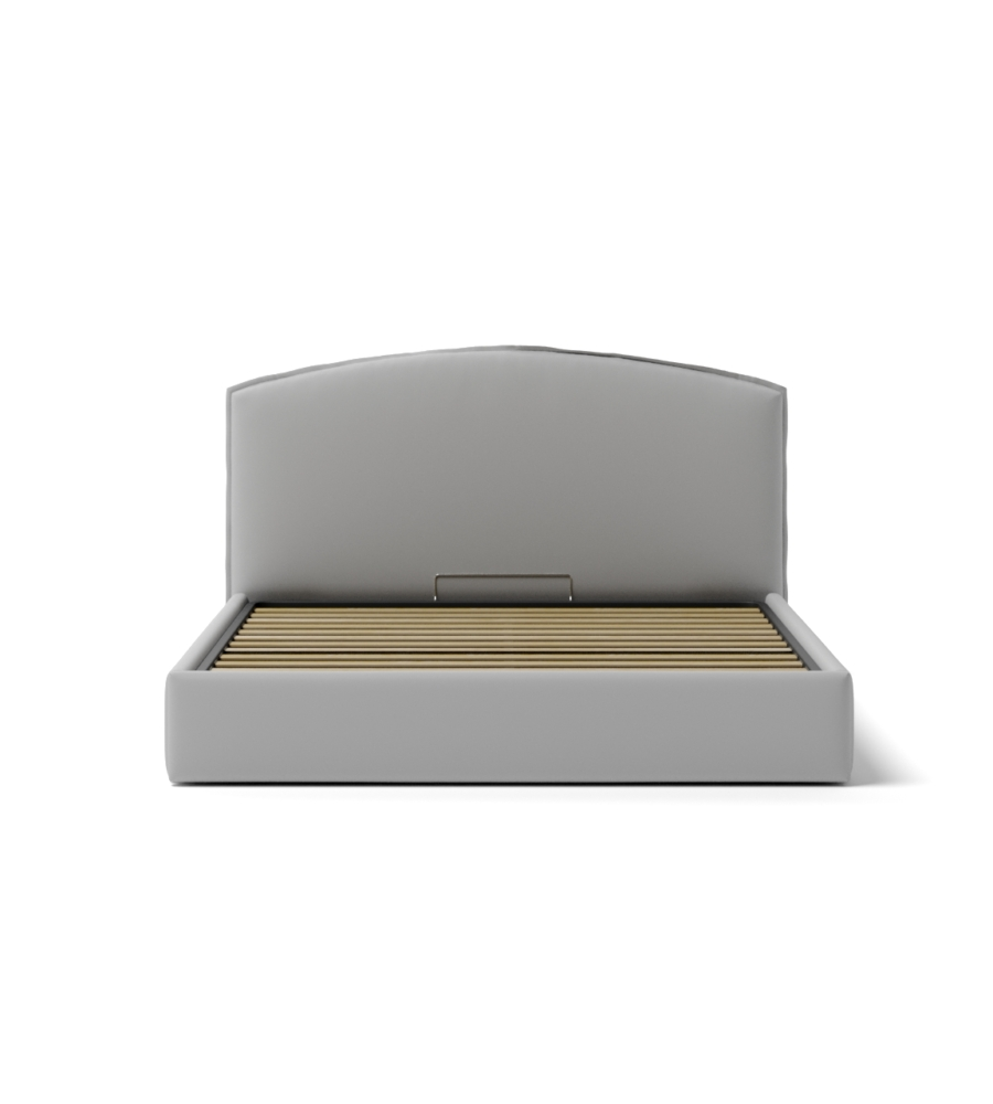 LETTO MATRIMONIALE CONTENITORE "MOON" IN ECOPELLE GRIGIO 160X190 CM