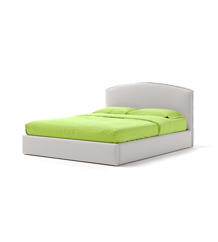 LETTO MATRIMONIALE CONTENITORE "MOON" IN ECOPELLE BIANCO 160X190 CM