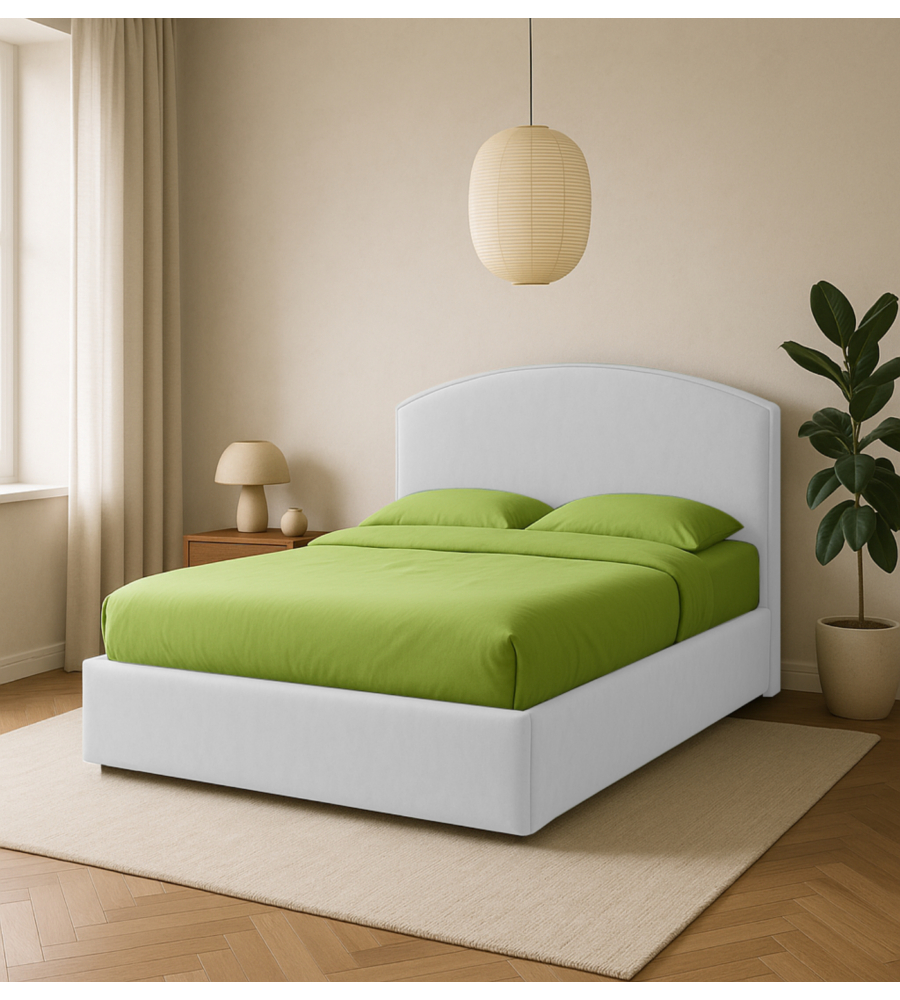 LETTO MATRIMONIALE CONTENITORE "MOON" IN ECOPELLE BIANCO 160X190 CM