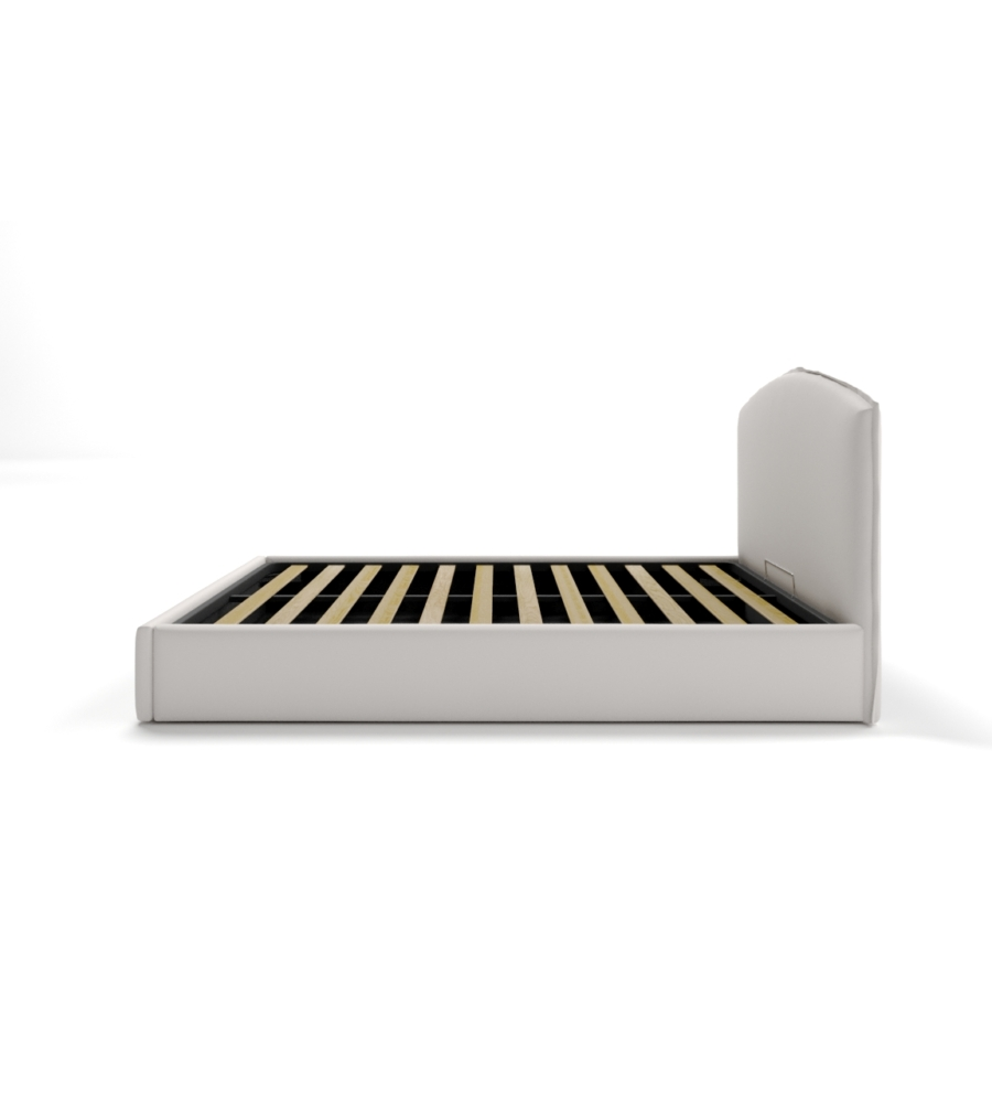 LETTO MATRIMONIALE CONTENITORE "MOON" IN ECOPELLE BIANCO 160X190 CM