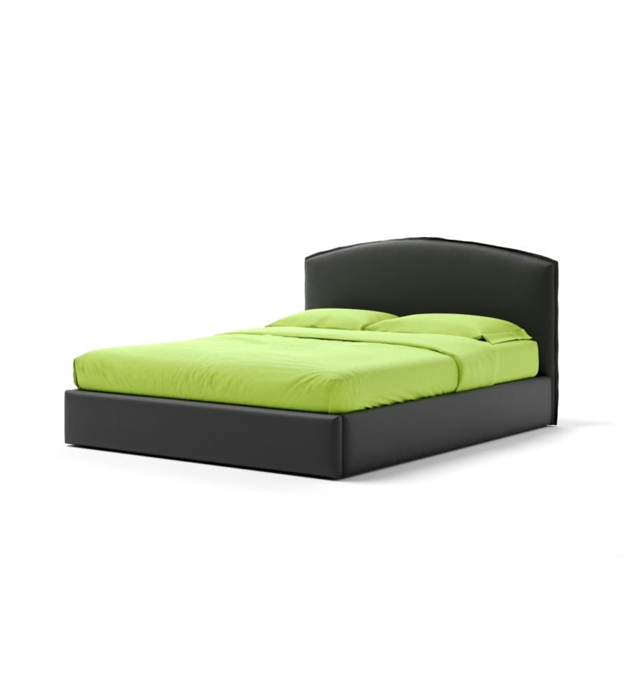 LETTO MATRIMONIALE CONTENITORE "MOON" IN ECOPELLE NERO 160X190 CM