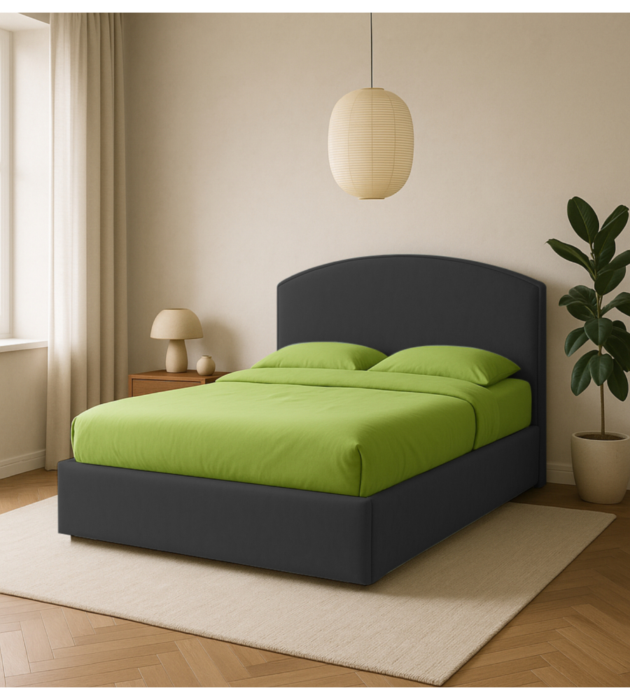 LETTO MATRIMONIALE CONTENITORE "MOON" IN ECOPELLE NERO 160X190 CM
