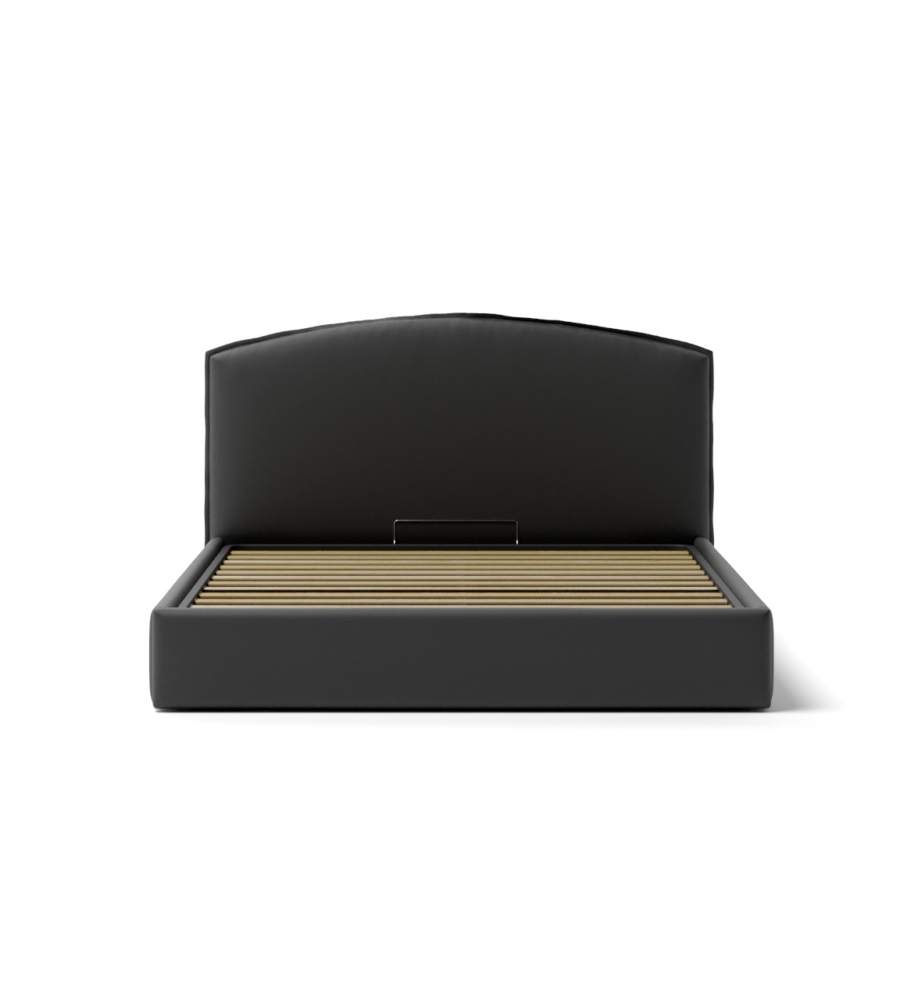 LETTO MATRIMONIALE CONTENITORE "MOON" IN ECOPELLE NERO 160X190 CM