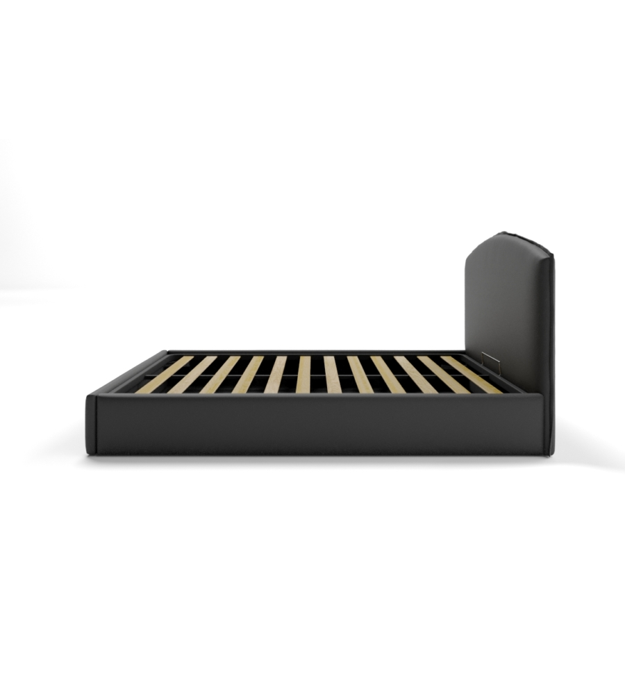 LETTO MATRIMONIALE CONTENITORE "MOON" IN ECOPELLE NERO 160X190 CM