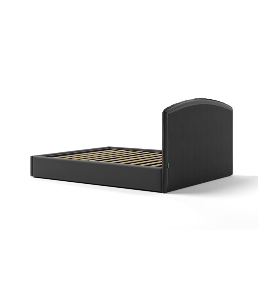 LETTO MATRIMONIALE CONTENITORE "MOON" IN ECOPELLE NERO 160X190 CM