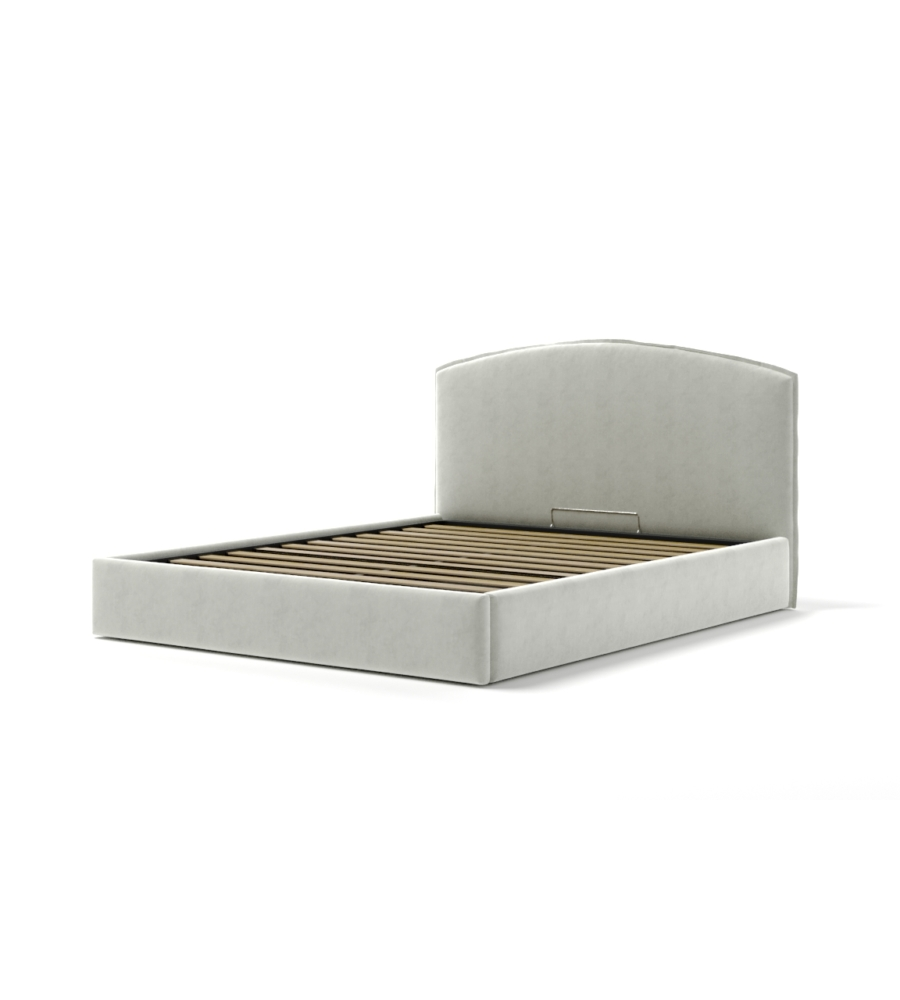 LETTO MATRIMONIALE CONTENITORE "MOON" IN TESSUTO BIANCO 160X190 CM