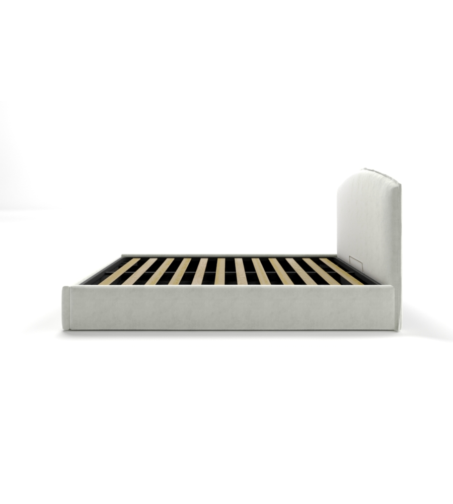 LETTO MATRIMONIALE CONTENITORE "MOON" IN TESSUTO BIANCO 160X190 CM