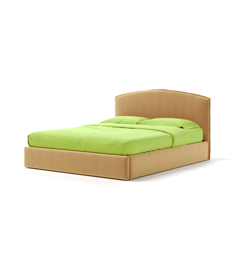 LETTO MATRIMONIALE CONTENITORE "MOON" IN TESSUTO ARANCIONE 160X190 CM