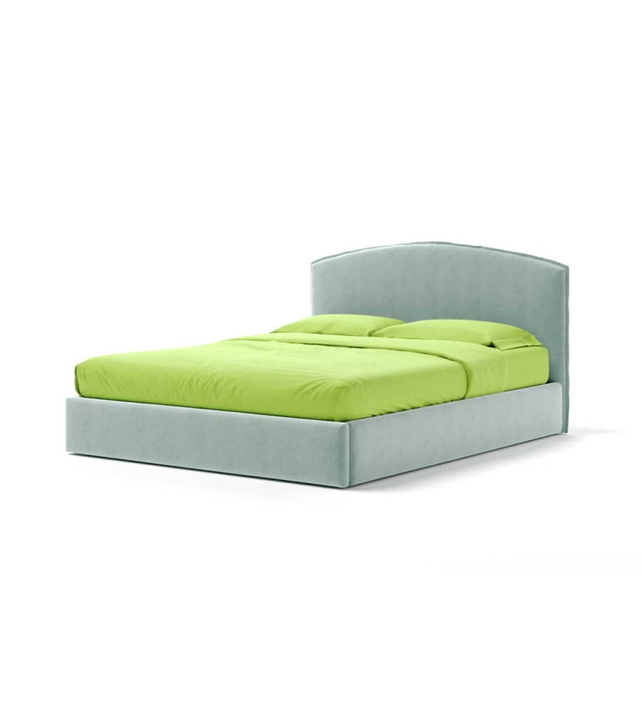 LETTO MATRIMONIALE CONTENITORE "MOON" IN TESSUTO CELESTE 160X190 CM