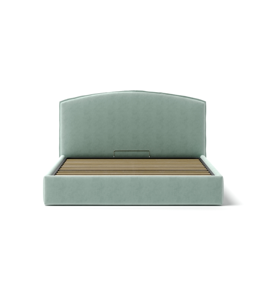 LETTO MATRIMONIALE CONTENITORE "MOON" IN TESSUTO CELESTE 160X190 CM