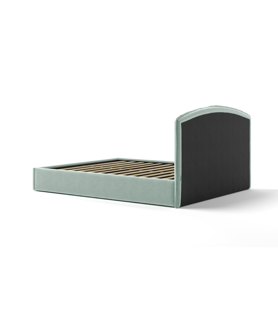 LETTO MATRIMONIALE CONTENITORE "MOON" IN TESSUTO CELESTE 160X190 CM