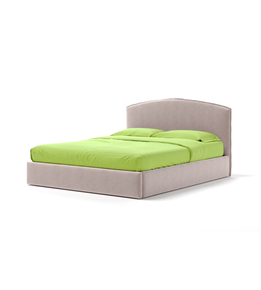 LETTO MATRIMONIALE CONTENITORE "MOON" IN TESSUTO ROSA 160X190 CM
