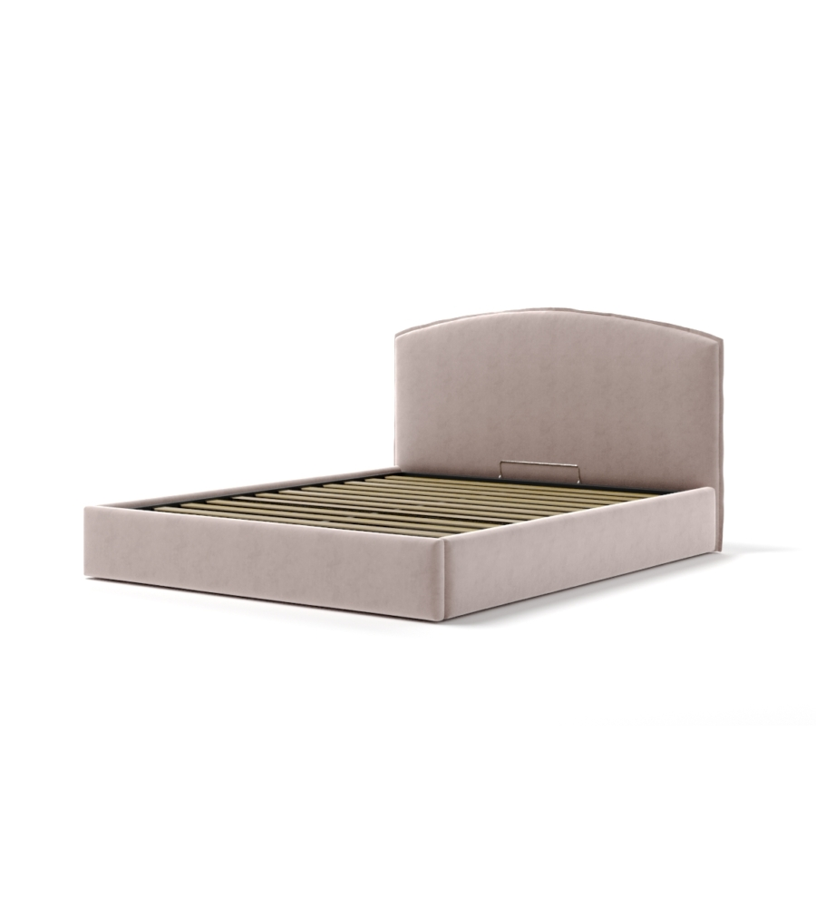 LETTO MATRIMONIALE CONTENITORE "MOON" IN TESSUTO ROSA 160X190 CM