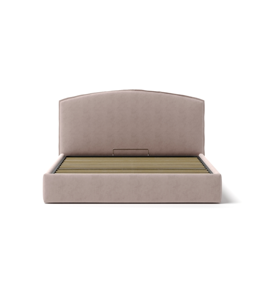 LETTO MATRIMONIALE CONTENITORE "MOON" IN TESSUTO ROSA 160X190 CM