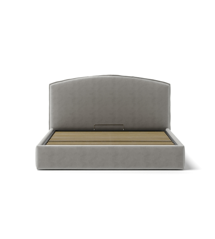 LETTO MATRIMONIALE CONTENITORE "MOON" IN TESSUTO PERLA 160X190 CM