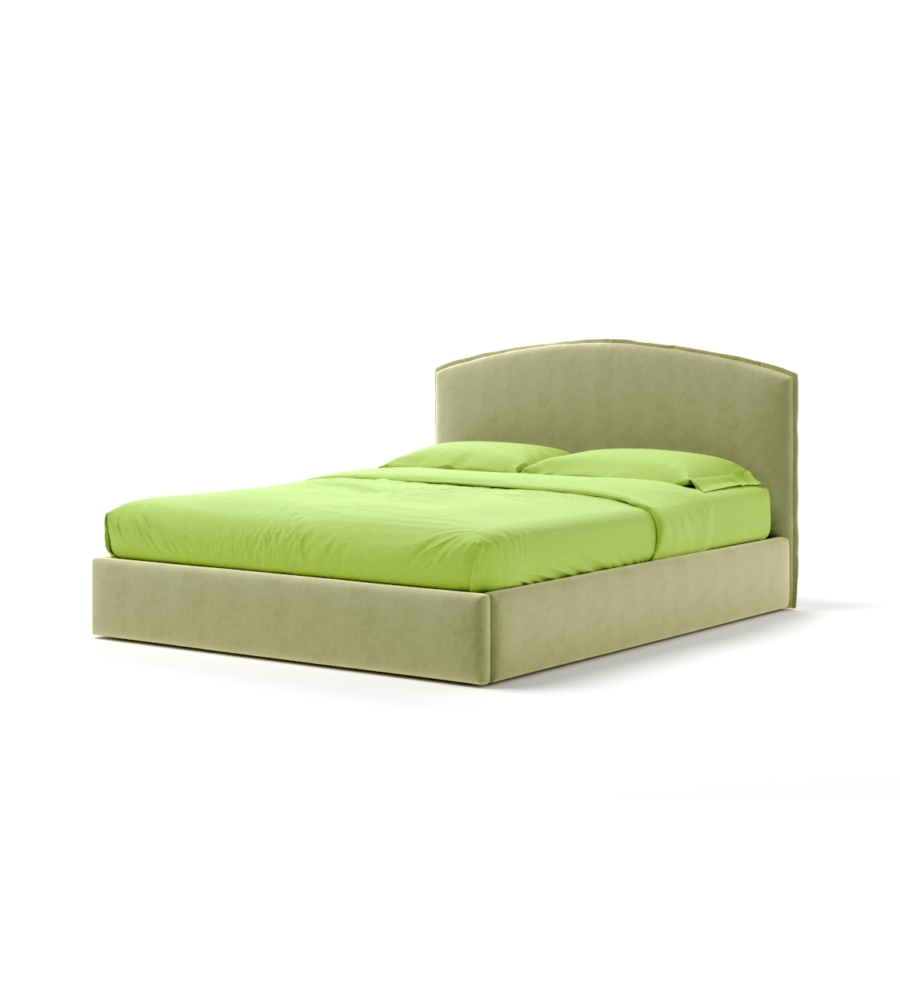 LETTO MATRIMONIALE CONTENITORE "MOON" IN TESSUTO VERDE 160X190 CM