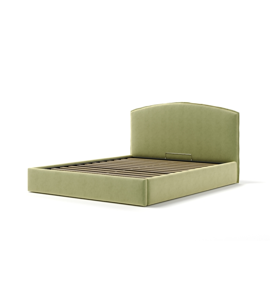 LETTO MATRIMONIALE CONTENITORE "MOON" IN TESSUTO VERDE 160X190 CM