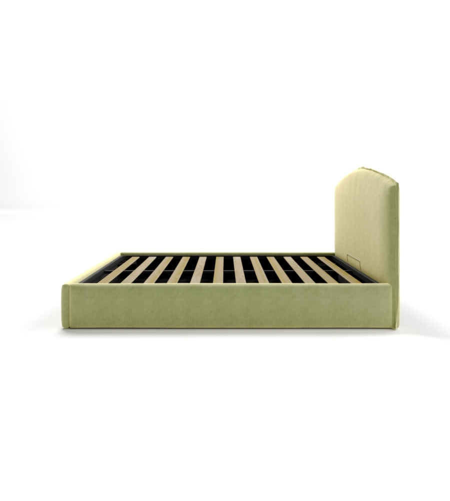 LETTO MATRIMONIALE CONTENITORE "MOON" IN TESSUTO VERDE 160X190 CM