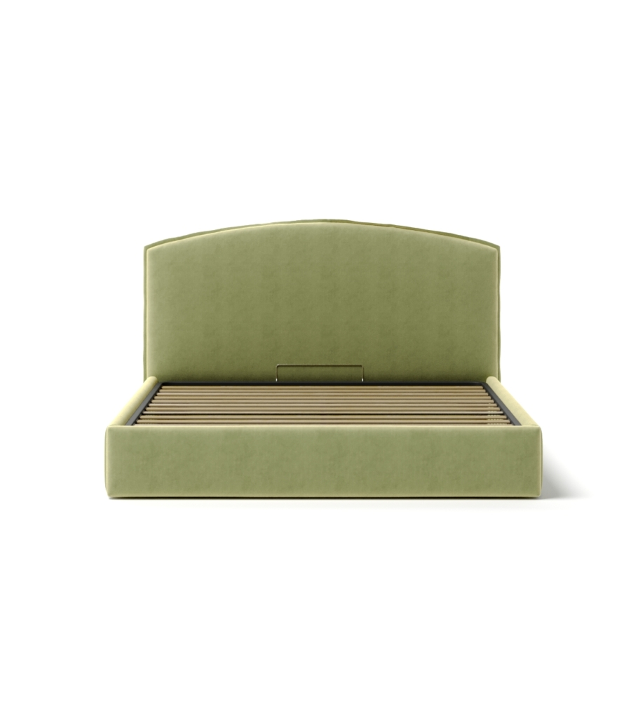 LETTO MATRIMONIALE CONTENITORE "MOON" IN TESSUTO VERDE 160X190 CM