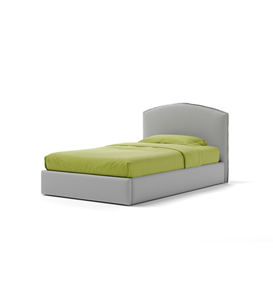 LETTO PIAZZA E MEZZA CONTENITORE "MOON" IN ECOPELLE GRIGIO 120X190 CM