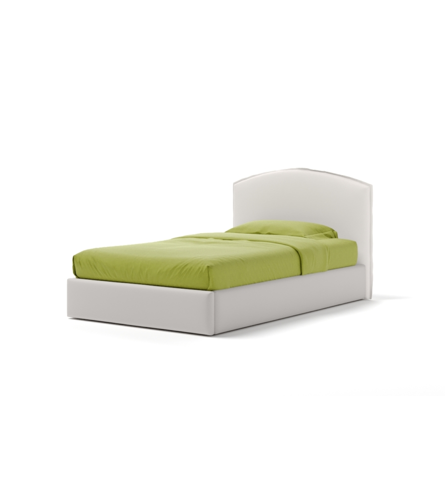 LETTO PIAZZA E MEZZA CONTENITORE "MOON" IN ECOPELLE BIANCO 120X190 CM