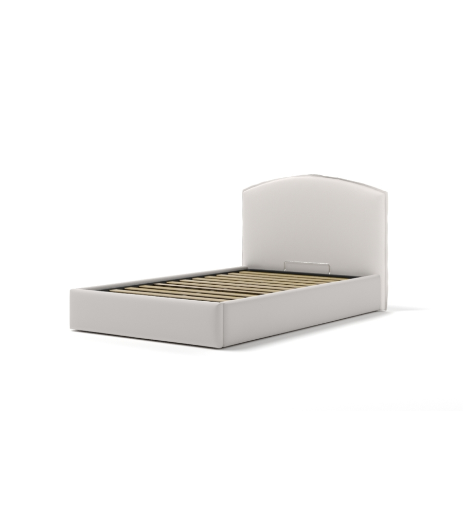 LETTO PIAZZA E MEZZA CONTENITORE "MOON" IN ECOPELLE BIANCO 120X190 CM