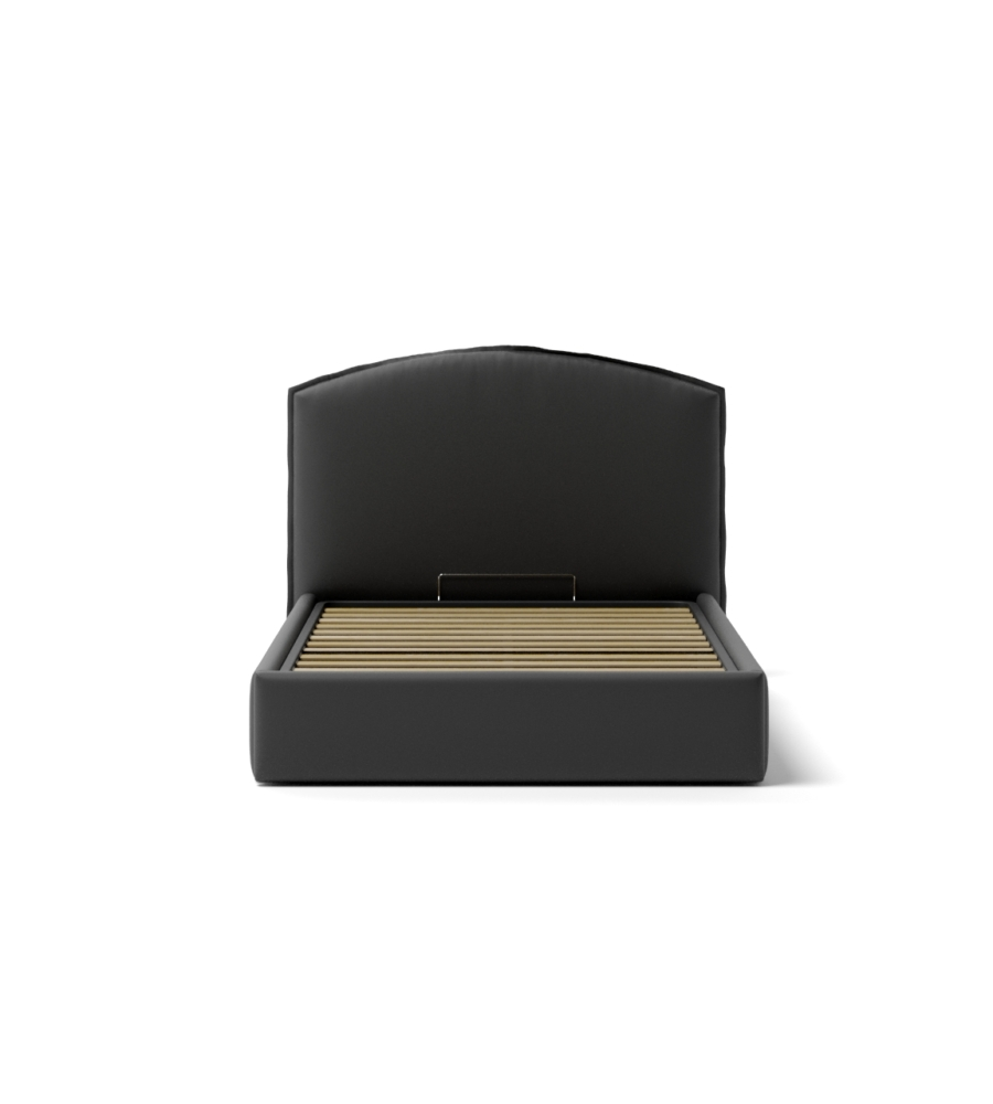 LETTO PIAZZA E MEZZA CONTENITORE "MOON" IN ECOPELLE NERO 120X190 CM