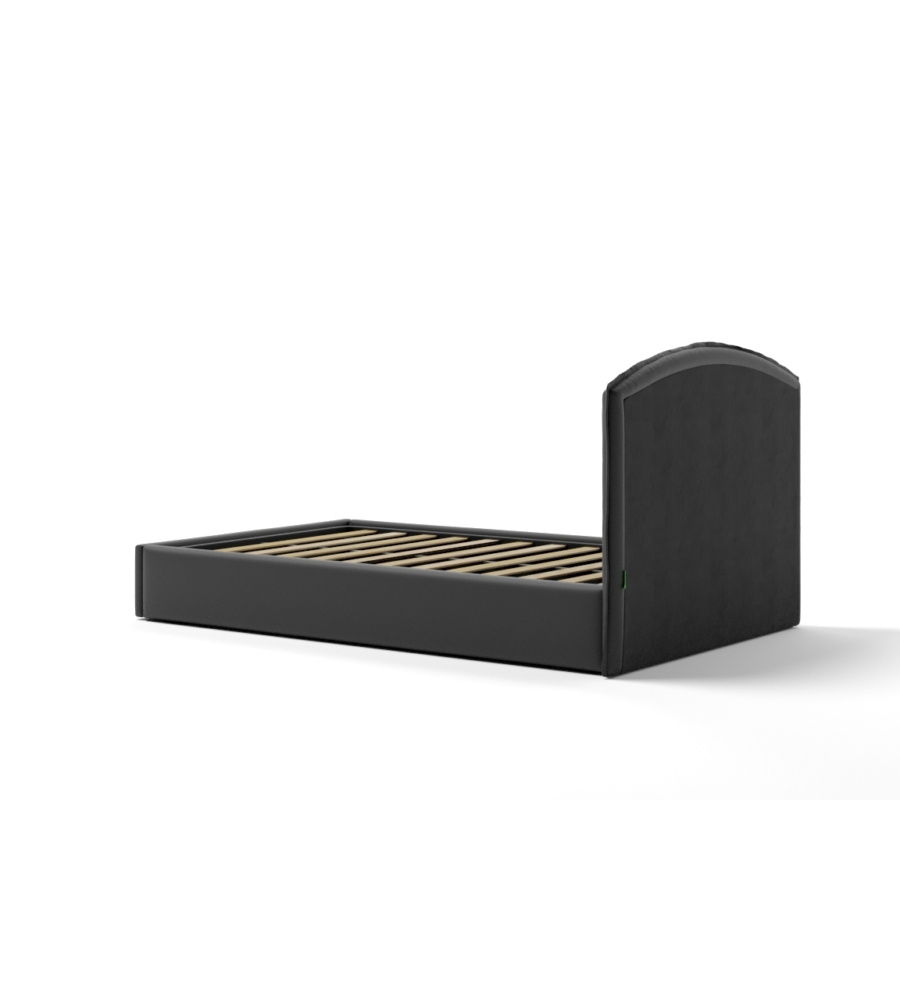 LETTO PIAZZA E MEZZA CONTENITORE "MOON" IN ECOPELLE NERO 120X190 CM