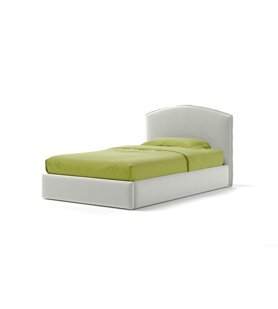 LETTO PIAZZA E MEZZA CONTENITORE "MOON" IN TESSUTO BIANCO 120X190 CM