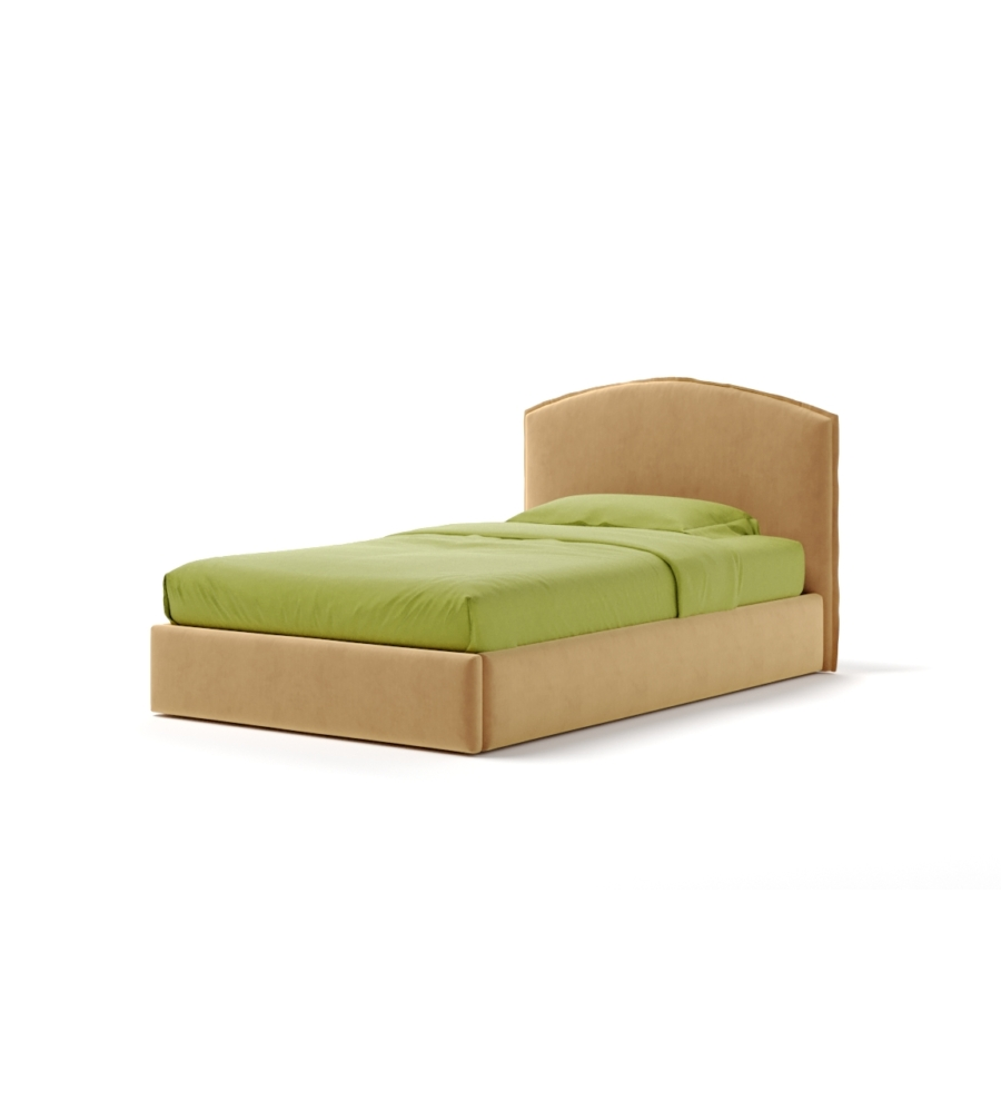 LETTO PIAZZA E MEZZA CONTENITORE "MOON" IN TESSUTO ARANCIONE 120X190 CM
