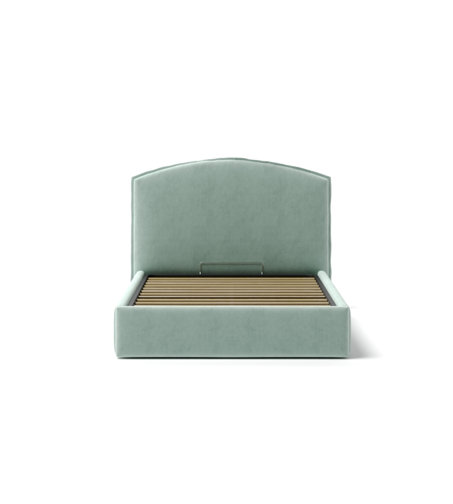 LETTO PIAZZA E MEZZA CONTENITORE "MOON" IN TESSUTO CELESTE 120X190 CM