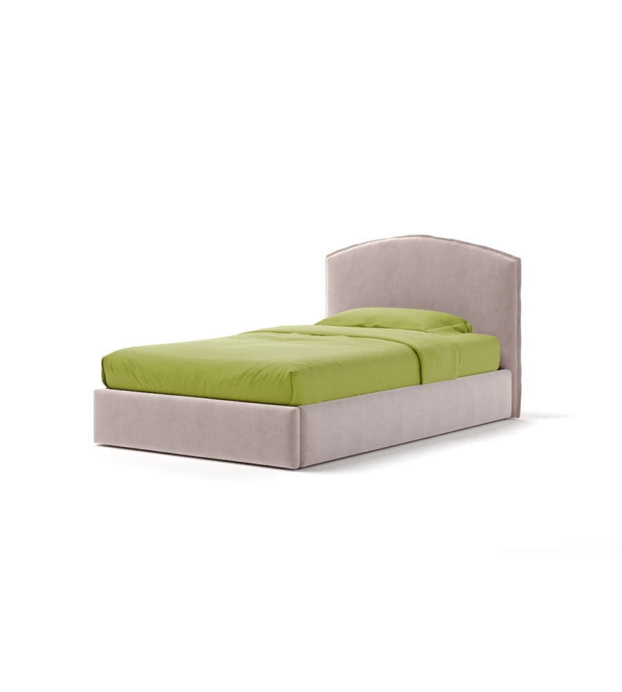 LETTO PIAZZA E MEZZA CONTENITORE "MOON" IN TESSUTO ROSA 120X190 CM