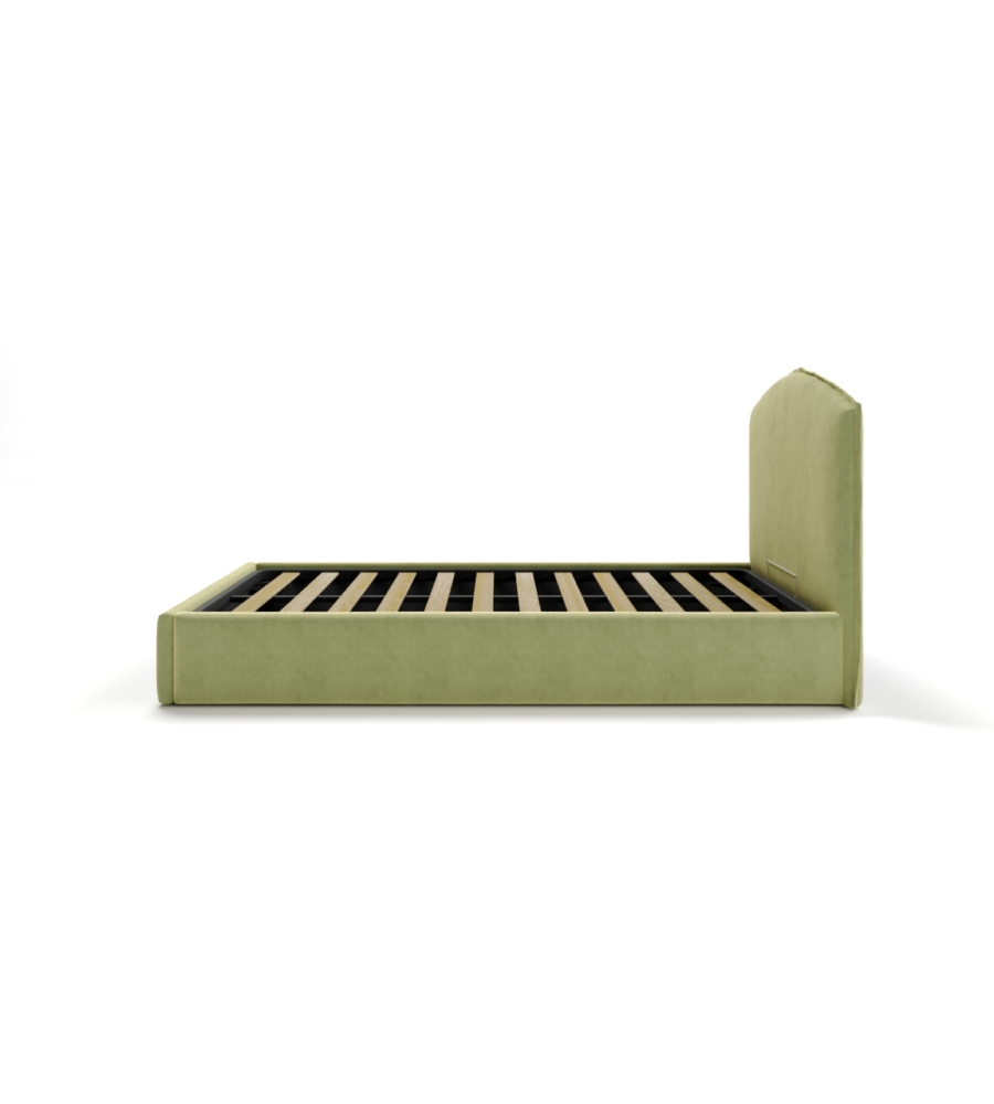 LETTO PIAZZA E MEZZA CONTENITORE "MOON" IN TESSUTO VERDE 120X190 CM