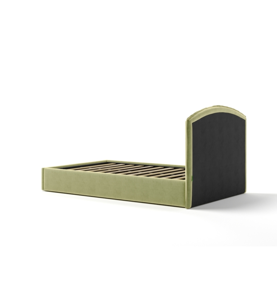 LETTO PIAZZA E MEZZA CONTENITORE "MOON" IN TESSUTO VERDE 120X190 CM