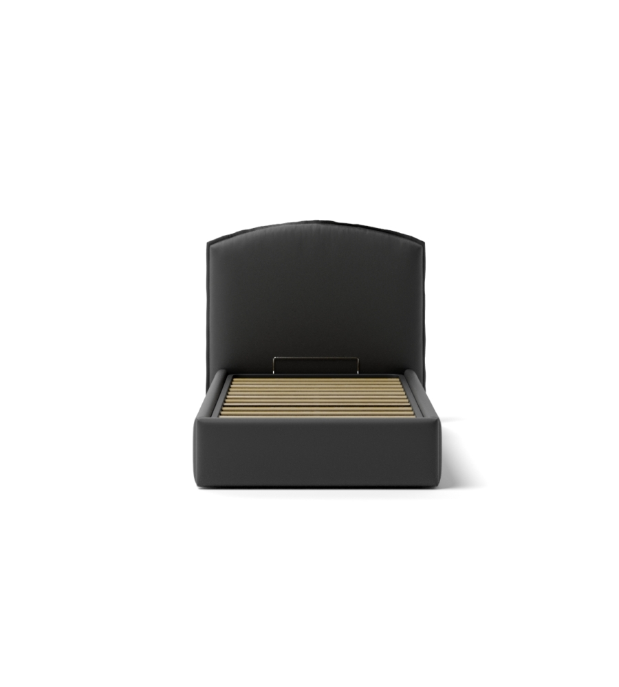 LETTO SINGOLO CONTENITORE "MOON" IN ECOPELLE NERO 90X190 CM