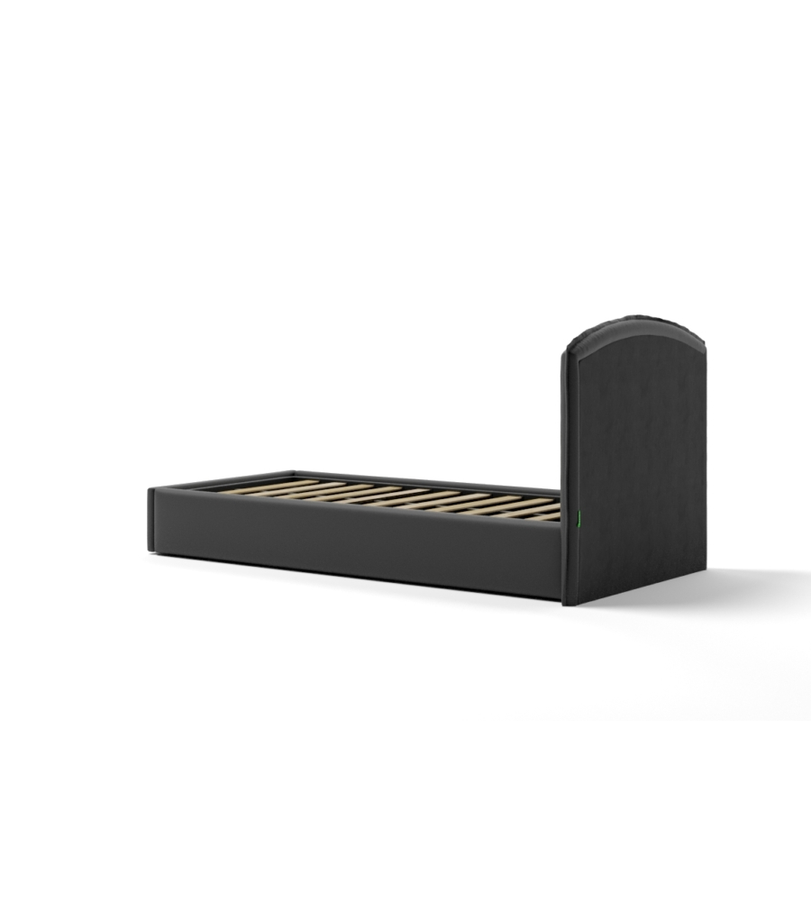 LETTO SINGOLO CONTENITORE "MOON" IN ECOPELLE NERO 90X190 CM