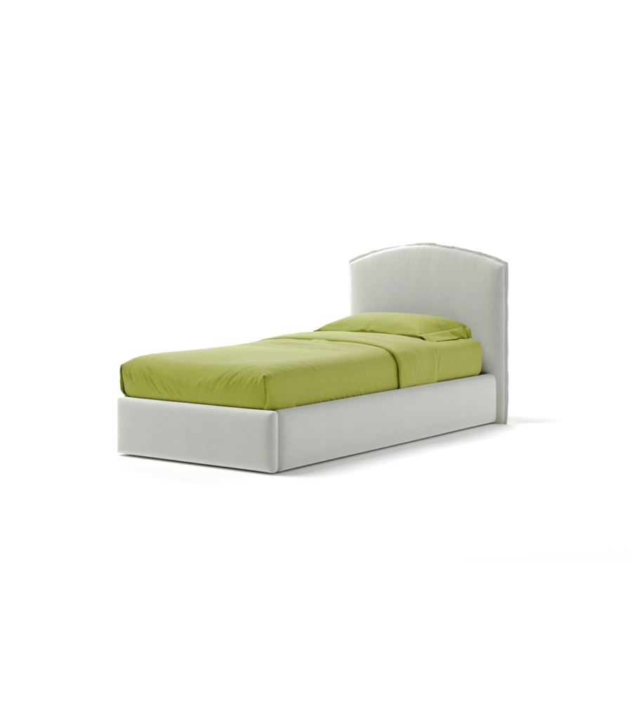 LETTO SINGOLO CONTENITORE "MOON" IN TESSUTO BIANCO 90X190 CM