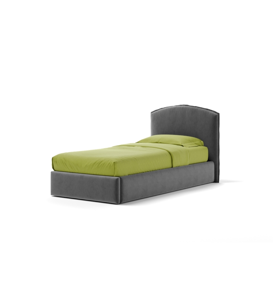 LETTO SINGOLO CONTENITORE "MOON" IN TESSUTO GRIGIO 90X190 CM
