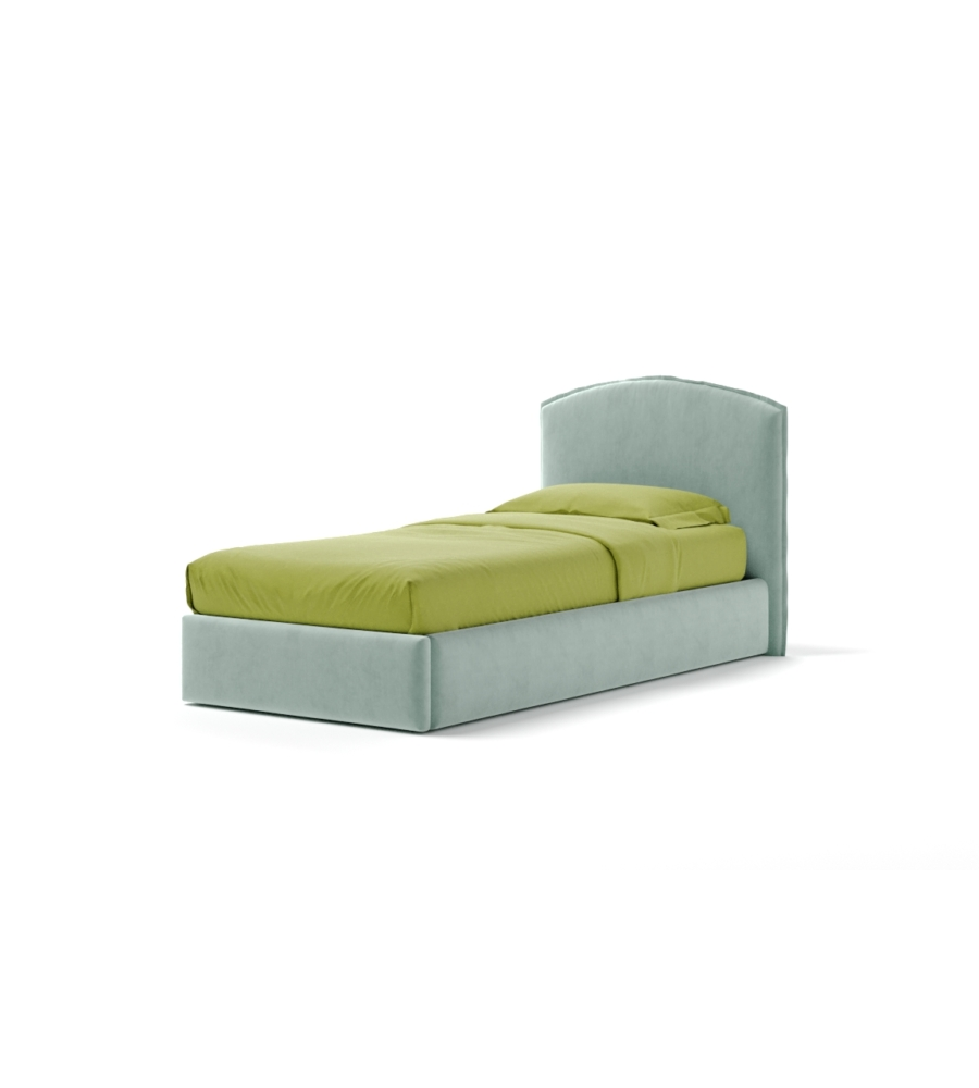 LETTO SINGOLO CONTENITORE "MOON" IN TESSUTO CELESTE 90X190 CM