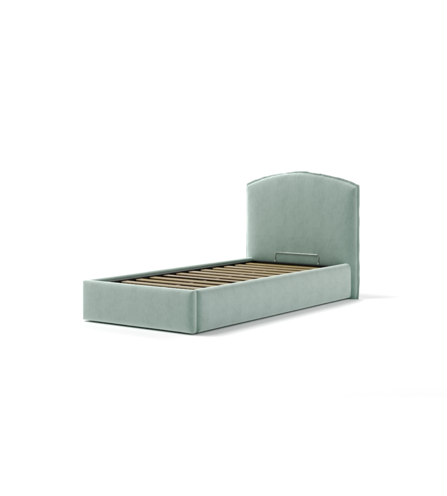 LETTO SINGOLO CONTENITORE "MOON" IN TESSUTO CELESTE 90X190 CM